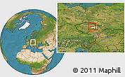 Satellite Location Map of Pardubice, highlighted parent region, within the entire country