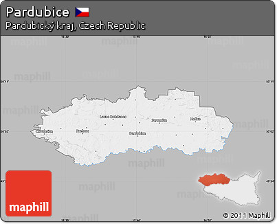 Gray Map of Pardubice, single color outside