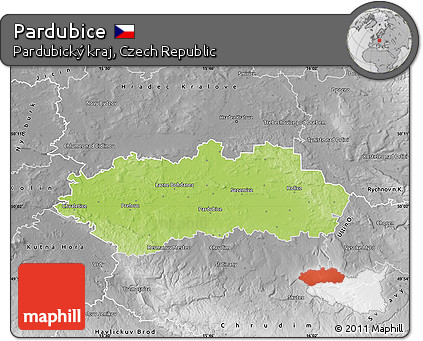 Physical Map of Pardubice, desaturated