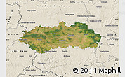 Satellite Map of Pardubice, shaded relief outside