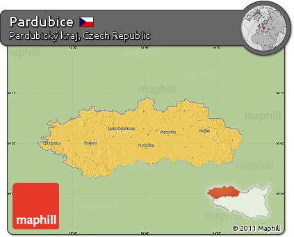 Savanna Style Map of Pardubice, single color outside