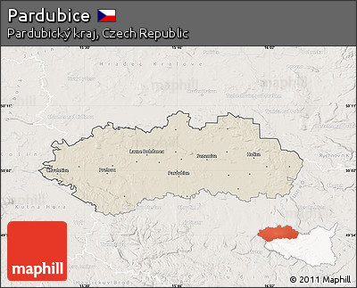 Shaded Relief Map of Pardubice, lighten