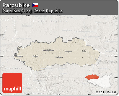Shaded Relief Map of Pardubice, lighten