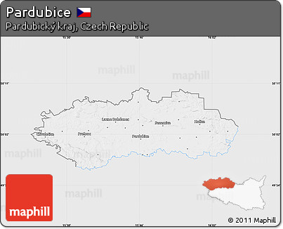 Silver Style Map of Pardubice, single color outside