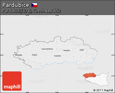 Silver Style Map of Pardubice, single color outside