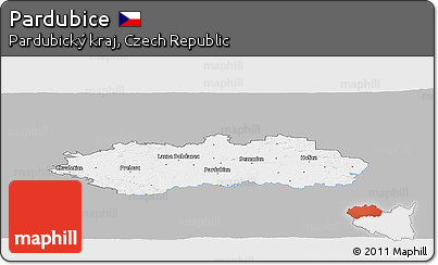 Gray Panoramic Map of Pardubice, single color outside