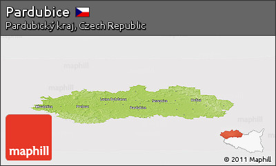 Physical Panoramic Map of Pardubice, cropped outside