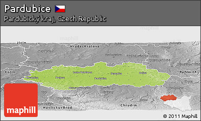 Physical Panoramic Map of Pardubice, desaturated