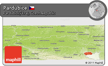 Physical Panoramic Map of Pardubice
