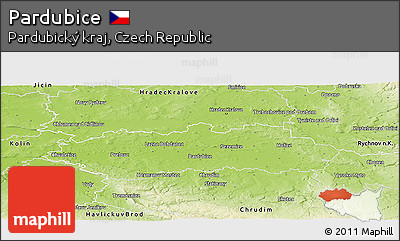 Physical Panoramic Map of Pardubice