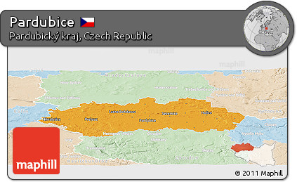 Political Panoramic Map of Pardubice, lighten