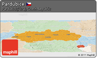 Political Panoramic Map of Pardubice, lighten