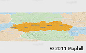 Political Panoramic Map of Pardubice, lighten