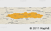 Political Panoramic Map of Pardubice, shaded relief outside