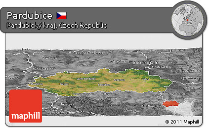 Satellite Panoramic Map of Pardubice, desaturated