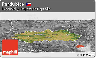Satellite Panoramic Map of Pardubice, desaturated