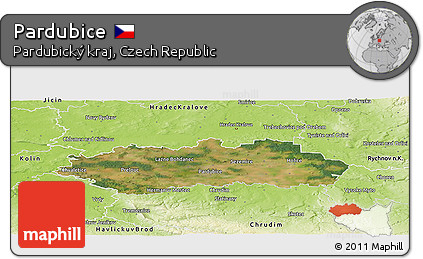 Satellite Panoramic Map of Pardubice, physical outside