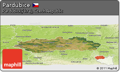 Satellite Panoramic Map of Pardubice, physical outside