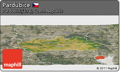Satellite Panoramic Map of Pardubice, semi-desaturated