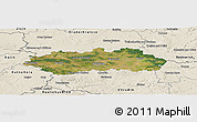 Satellite Panoramic Map of Pardubice, shaded relief outside