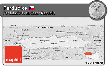 Silver Style Panoramic Map of Pardubice