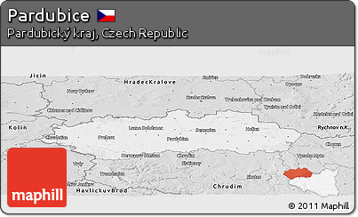 Silver Style Panoramic Map of Pardubice