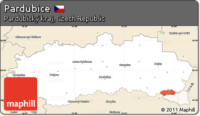 Classic Style Simple Map of Pardubice