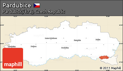 Classic Style Simple Map of Pardubice, single color outside