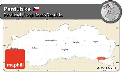Classic Style Simple Map of Pardubice, single color outside
