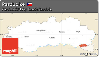 Classic Style Simple Map of Pardubice, single color outside