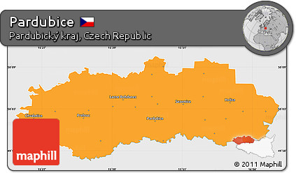 Political Simple Map of Pardubice, single color outside
