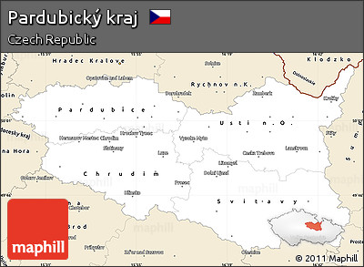 Classic Style Simple Map of Pardubický Kraj