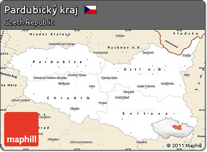 Classic Style Simple Map of Pardubický Kraj