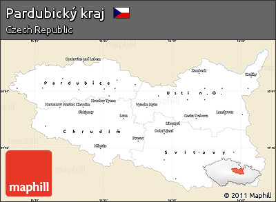 Classic Style Simple Map of Pardubický Kraj, single color outside