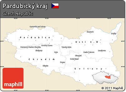 Classic Style Simple Map of Pardubický Kraj, single color outside