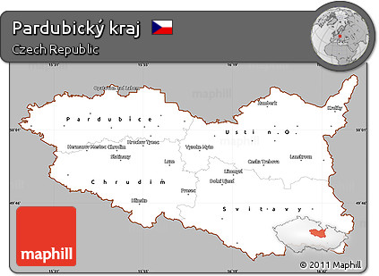 Gray Simple Map of Pardubický Kraj, cropped outside