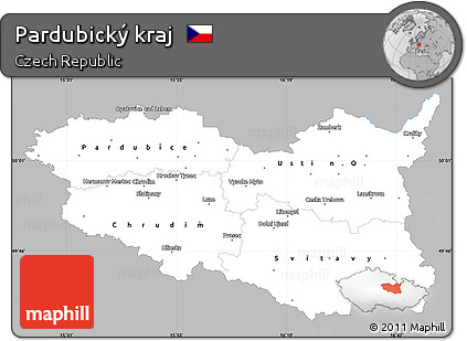 Gray Simple Map of Pardubický Kraj, single color outside