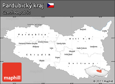 Gray Simple Map of Pardubický Kraj, single color outside