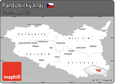 Gray Simple Map of Pardubický Kraj, single color outside