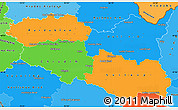 Political Simple Map of Pardubický kraj, political shades outside