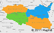 Political Simple Map of Pardubický kraj, single color outside, borders and labels