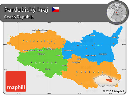 Political Simple Map of Pardubický Kraj, single color outside