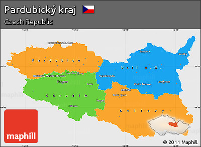 Political Simple Map of Pardubický Kraj, single color outside