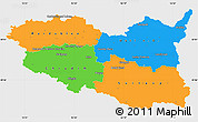 Political Simple Map of Pardubický kraj, single color outside