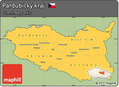Savanna Style Simple Map of Pardubický Kraj, cropped outside