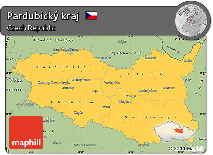 Savanna Style Simple Map of Pardubický Kraj