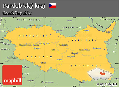 Savanna Style Simple Map of Pardubický Kraj
