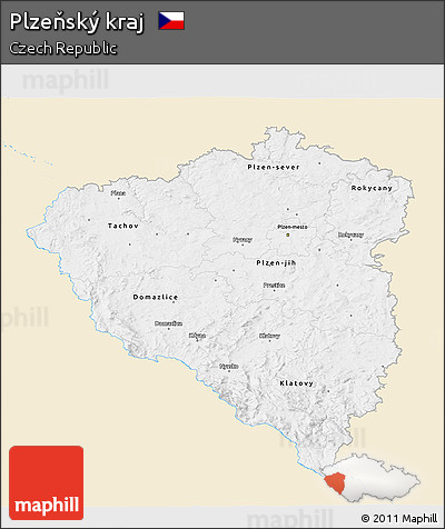 Classic Style 3D Map of Plzeňský Kraj, single color outside