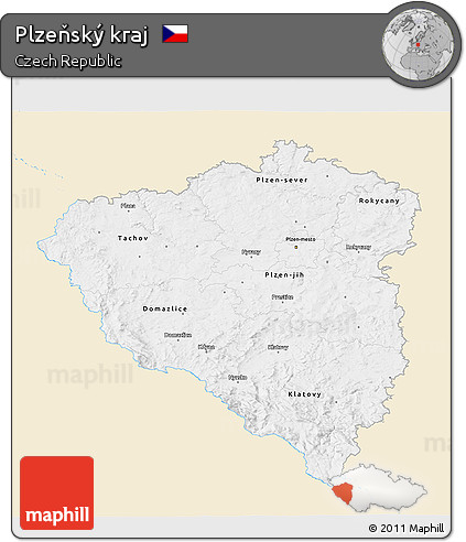 Classic Style 3D Map of Plzeňský Kraj, single color outside
