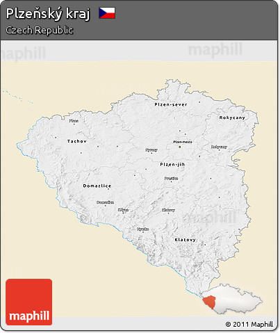 Classic Style 3D Map of Plzeňský Kraj, single color outside